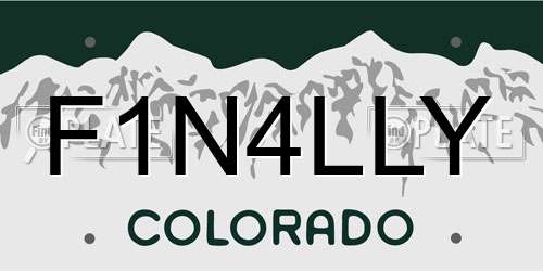 F1N4LLY Colorado License Plate