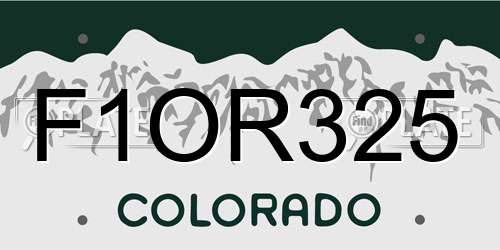 F1OR325 Colorado License Plate