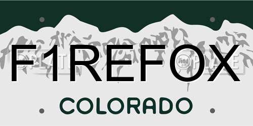 F1REFOX Colorado License Plate