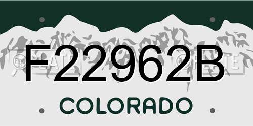 F22962B Colorado License Plate