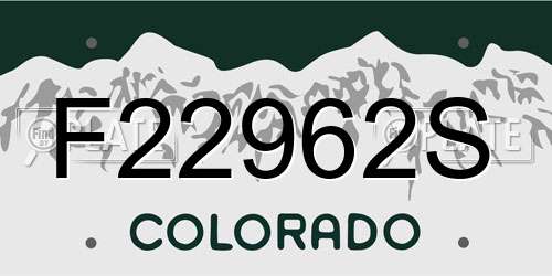 F22962S Colorado License Plate