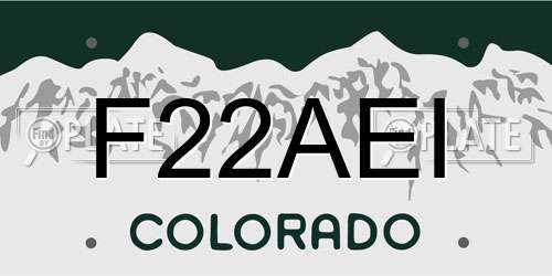 F22AEI Colorado License Plate