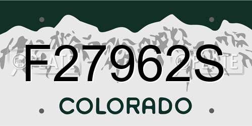 F27962S Colorado License Plate