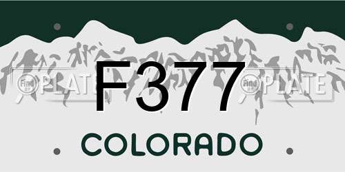 F377 Colorado License Plate