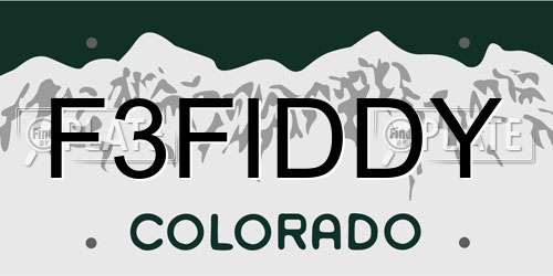 F3FIDDY Colorado License Plate