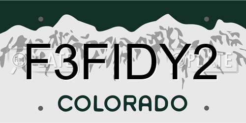 F3FIDY2 Colorado License Plate