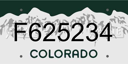 F625234 Colorado License Plate