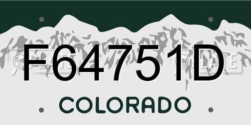 F64751D Colorado License Plate