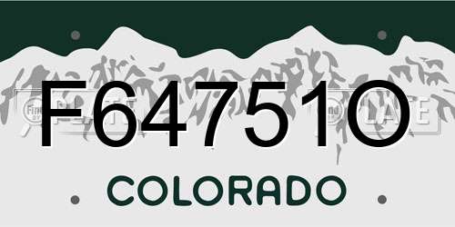 F64751O Colorado License Plate