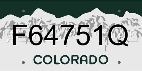F64751Q Colorado License Plate