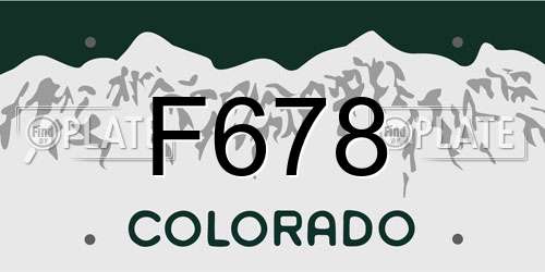 F678 Colorado License Plate