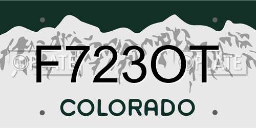 F723OT Colorado License Plate
