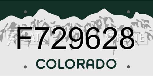 F729628 Colorado License Plate