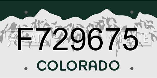 F729675 Colorado License Plate