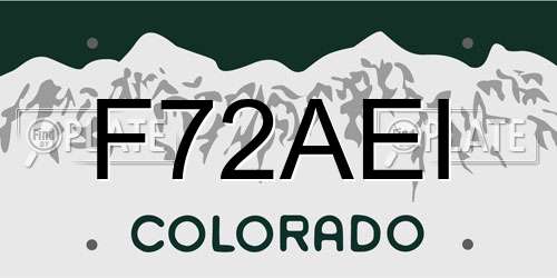 F72AEI Colorado License Plate