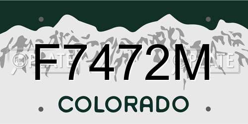 F7472M Colorado License Plate