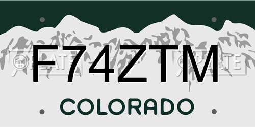 F74ZTM Colorado License Plate