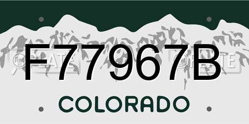 F77967B Colorado License Plate