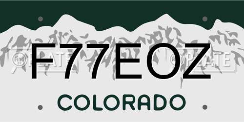 F77EOZ Colorado License Plate