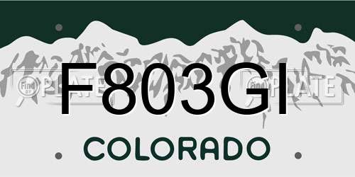 F803GI Colorado License Plate