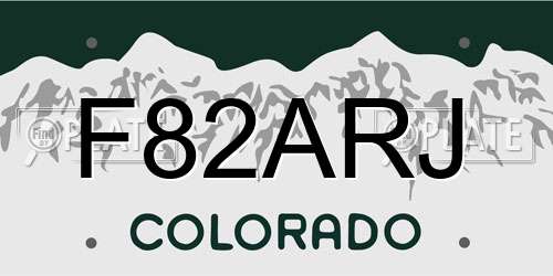 F82ARJ Colorado License Plate