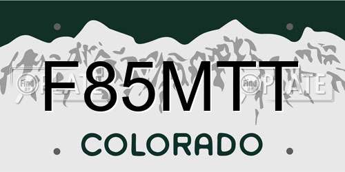 F85MTT Colorado License Plate