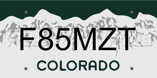 F85MZT Colorado License Plate
