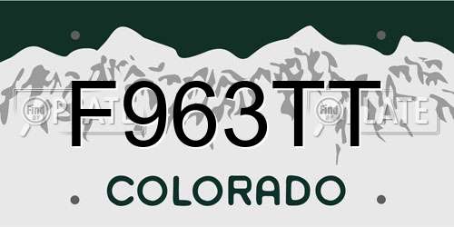 F963TT Colorado License Plate