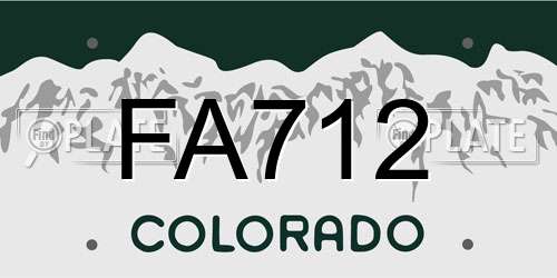 FA712 Colorado License Plate