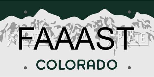 FAAAST Colorado License Plate
