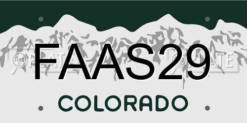 FAAS29 Colorado License Plate