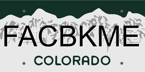 FACBKME Colorado License Plate