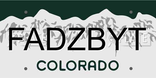 FADZBYT Colorado License Plate