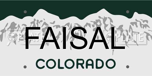 FAISAL Colorado License Plate