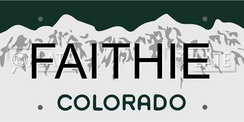 FAITHIE Colorado License Plate
