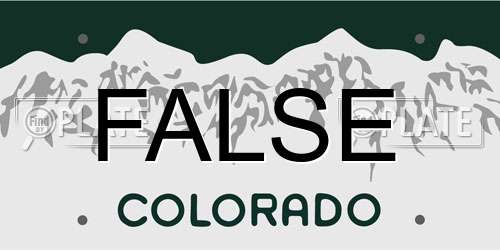 FALSE Colorado License Plate