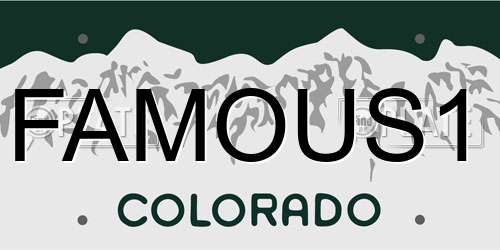 FAMOUS1 Colorado License Plate