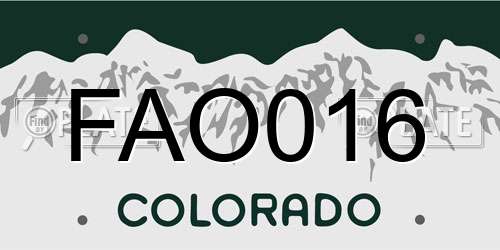 FAO016 Colorado License Plate
