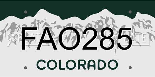 FAO285 Colorado License Plate