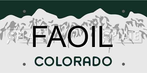 FAOIL Colorado License Plate