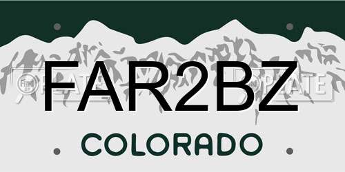 FAR2BZ Colorado License Plate