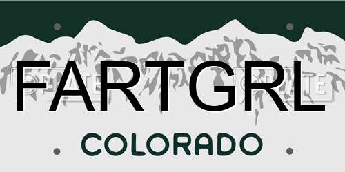 FARTGRL Colorado License Plate