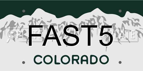 FAST5 Colorado License Plate