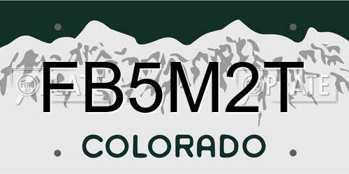 FB5M2T Colorado License Plate
