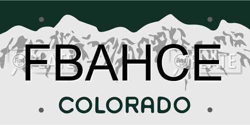FBAHCE Colorado License Plate