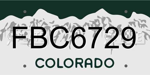 FBC6729 Colorado License Plate