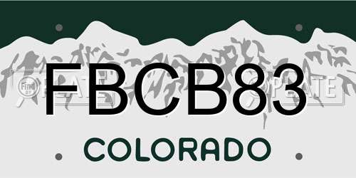 FBCB83 Colorado License Plate