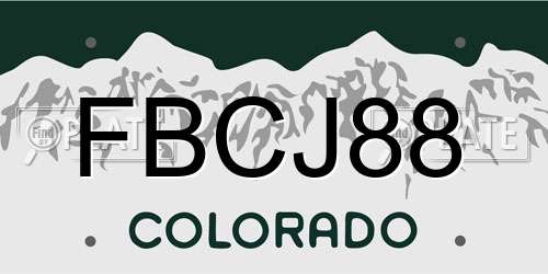 FBCJ88 Colorado License Plate