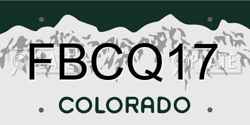 FBCQ17 Colorado License Plate