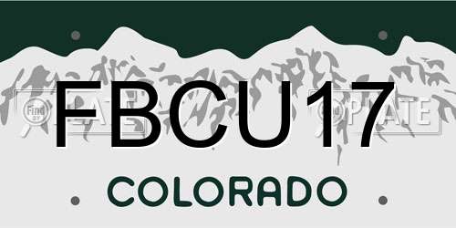 FBCU17 Colorado License Plate